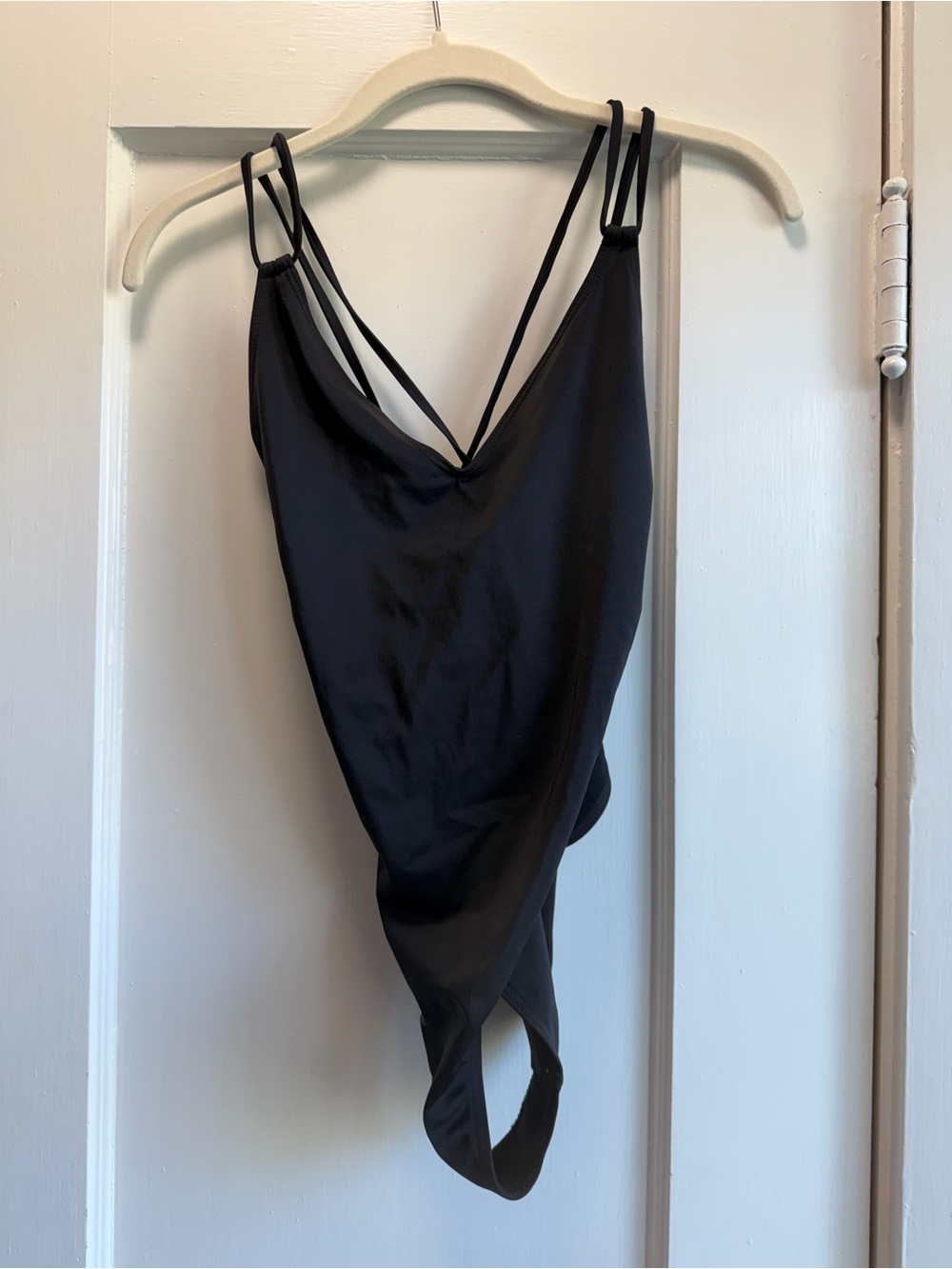 Black Strappy Women's one piece bathing suit or body suit